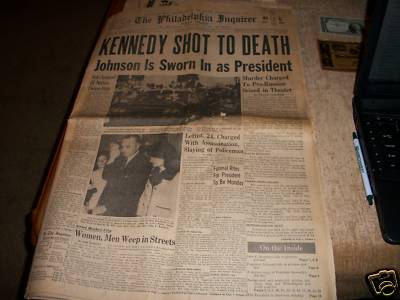 rowan570 : ANTIQUE PHILADELPHIA INQUIRER NOVEMBER 23,1963 KENNEDY