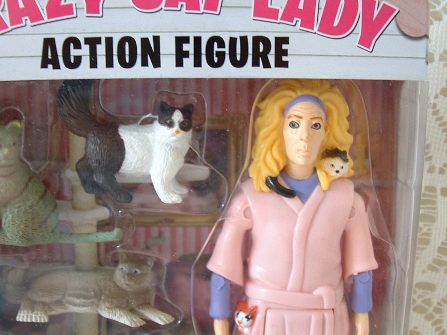 New Collectible Crazy Cat Lady Action Figure w/ 6 Cats Kittens Kitten ... - CatlaDyfig1D