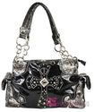 Rare~ Western Rhinestone CROSS Pocket Tote Snakesk