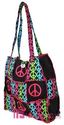 PEACE SIGNS RAG QUILTED PATCHWORK COTTON TOTE BAG 