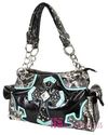 Rare~ Western Rhinestone CROSS Pocket Tote Snakesk