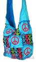 PEACE SIGNS RAG QUILTED PATCHWORK FRAYED COTTON CR