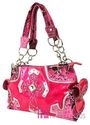 Rare~ Western Rhinestone CROSS Pocket Tote Snakesk