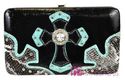 Rare~ Western Rhinestone CROSS Pocket Tote Snakesk