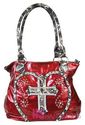 Patent Shiny LOVE Rhinestone CROSS BLING Tote Purs