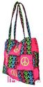 NEW PEACE SIGNS RAG QUILTED PATCHWORK FRAYED COTTO