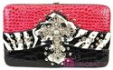 Western Patent Zebra Bling CROSS Pocket Tote Bag H