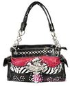 Western Patent Zebra Bling CROSS Pocket Tote Bag H