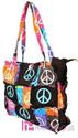 NWT PEACE SIGN QUILTED PATCHWORK COTTON TOTE BAG H