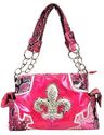 HOT PINK Snakeskin FLEUR DE LIS Patent BLING Tote 