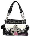 NWT Patent Shiny FLEUR DE LIS Zebra Bling Tote Pur
