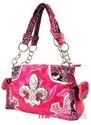 HOT PINK Snakeskin FLEUR DE LIS Patent BLING Tote 