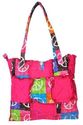 NWT PEACE SIGN QUILTED PATCHWORK COTTON TOTE BAG H