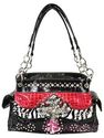 Western Patent Zebra Bling CROSS Pocket Tote Bag H