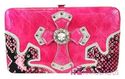Rare~ Western Rhinestone CROSS Pocket Tote Snakesk