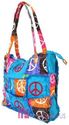 NWT PEACE SIGN QUILTED PATCHWORK COTTON TOTE BAG H