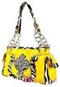 Western Patent Zebra RUFFLE FLOWER CROSS Pocket To