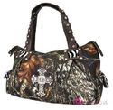 Brown Mossy Oak Camo Rhinestone Cross Camouflage T