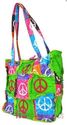 NWT PEACE SIGN QUILTED PATCHWORK COTTON TOTE BAG H