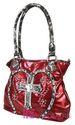 Patent Shiny LOVE Rhinestone CROSS BLING Tote Purs