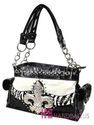 NWT Patent Shiny FLEUR DE LIS Zebra Bling Tote Pur
