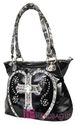 NWT Patent Shiny LOVE Rhinestone CROSS BLING Tote 