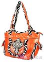 Zebra RUFFLE FLOWER Western Crystal CROSS Shoulder