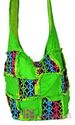 PEACE SIGNS RAG QUILT PATCHWORK FRAYED COTTON BAG 