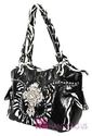 Zebra RUFFLE FLOWER Western Crystal CROSS Shoulder