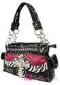 Western Patent Zebra Bling CROSS Pocket Tote Bag H
