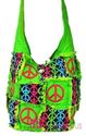 PEACE SIGNS RAG QUILT PATCHWORK FRAYED COTTON BAG 
