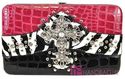 Western Patent Zebra Bling CROSS Pocket Tote Bag H