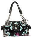 Rare~ Western Rhinestone CROSS Pocket Tote Snakesk