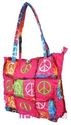 NWT PEACE SIGN QUILTED PATCHWORK COTTON TOTE BAG H