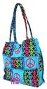 NEW PEACE SIGNS RAG QUILTED PATCHWORK FRAYED COTTO