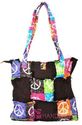 NWT PEACE SIGN QUILTED PATCHWORK COTTON TOTE BAG H