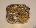 Big Silver Elk RING with Natural Calif Gold Nugget