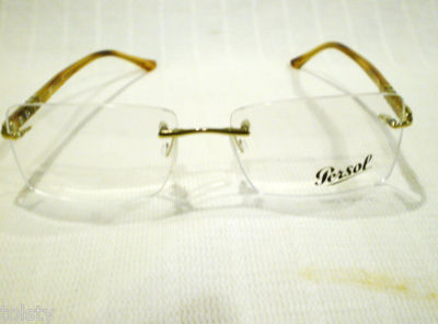 size sunglasses frame 60 PEARL PERSOL TOLSTY818 : EYEGLASSES RIMLESS NEW BROWN