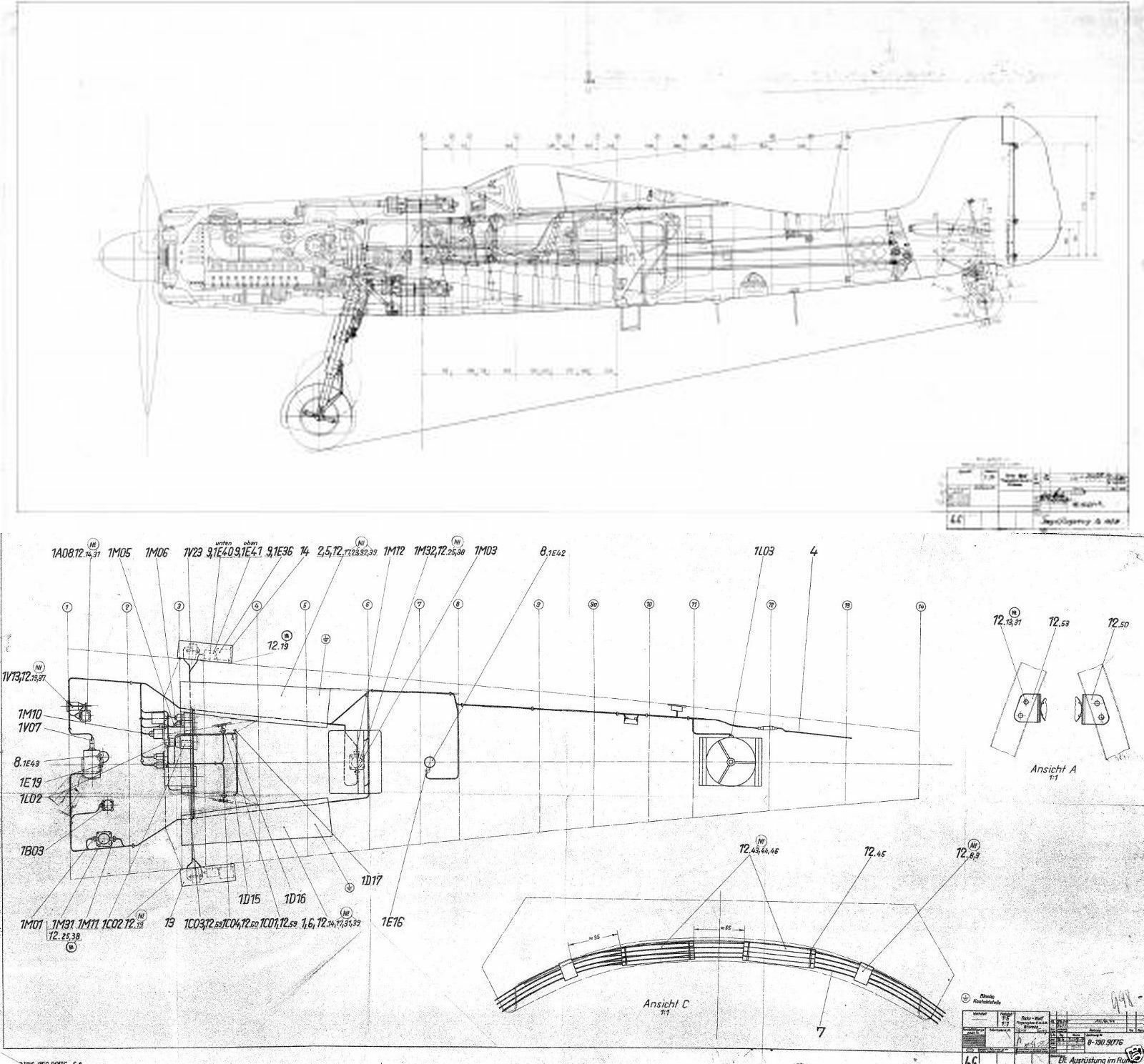 technical archives - rare historic data : Focke-Wulf Fw 190 Blueprint ...