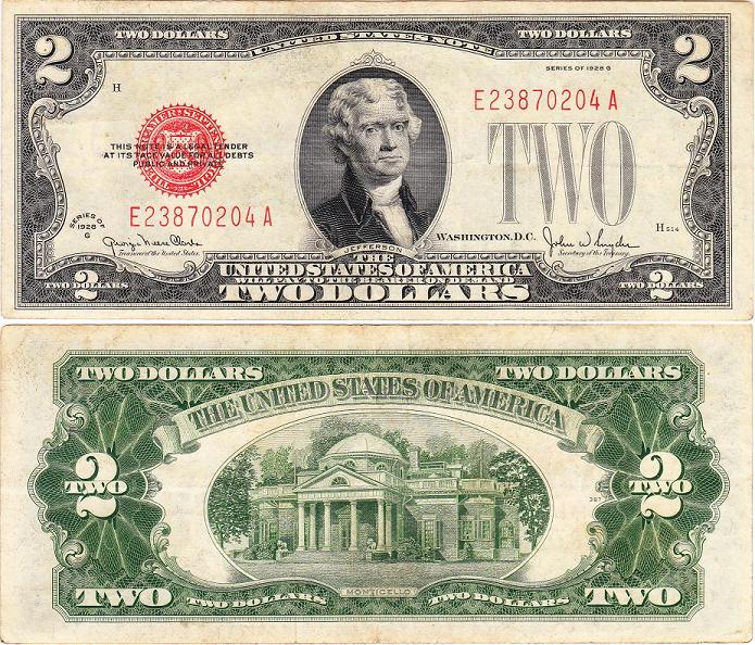 California Currency- Rare US Paper Money : 1928-G $2 United States Note ...