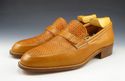 GUCCI sz 41 WOVEN LEATHER STRAP LOAFERS 110097 MEN