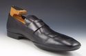 PRADA sz 9.5 LEATHER STRAP LOAFERS 2DE014 MENS BLA