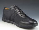 PRADA sz 5 LEATHER & CANVAS LACE UP SNEAKERS 4E159