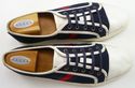 GUCCI sz 12 CANVAS & LEATHER LOW CUT SNEAKER MENS 