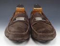 PRADA sz 6 SUEDE LOGO PLATE DRIVING MOCCASINS 2D12