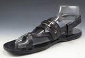 PRADA sz 10 LEATHER STRAP w/ LOGO PLATE SANDALS 2Y