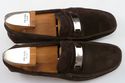 PRADA sz 6 SUEDE LOGO PLATE DRIVING MOCCASINS 2D12