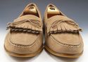 FERRAGAMO sz 11 NUBUCK MOCCASIN TOE KILTIE LOAFER 