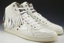 GUCCI sz 10.5 LEATHER HIGH TOP FRINGE SNEAKER 2150