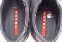 PRADA sz 5 LEATHER & CANVAS LACE UP SNEAKERS 4E159